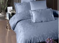 Постельное белье сатин жаккард First Choice - Stesha Dusty Blue (Turkey), евро